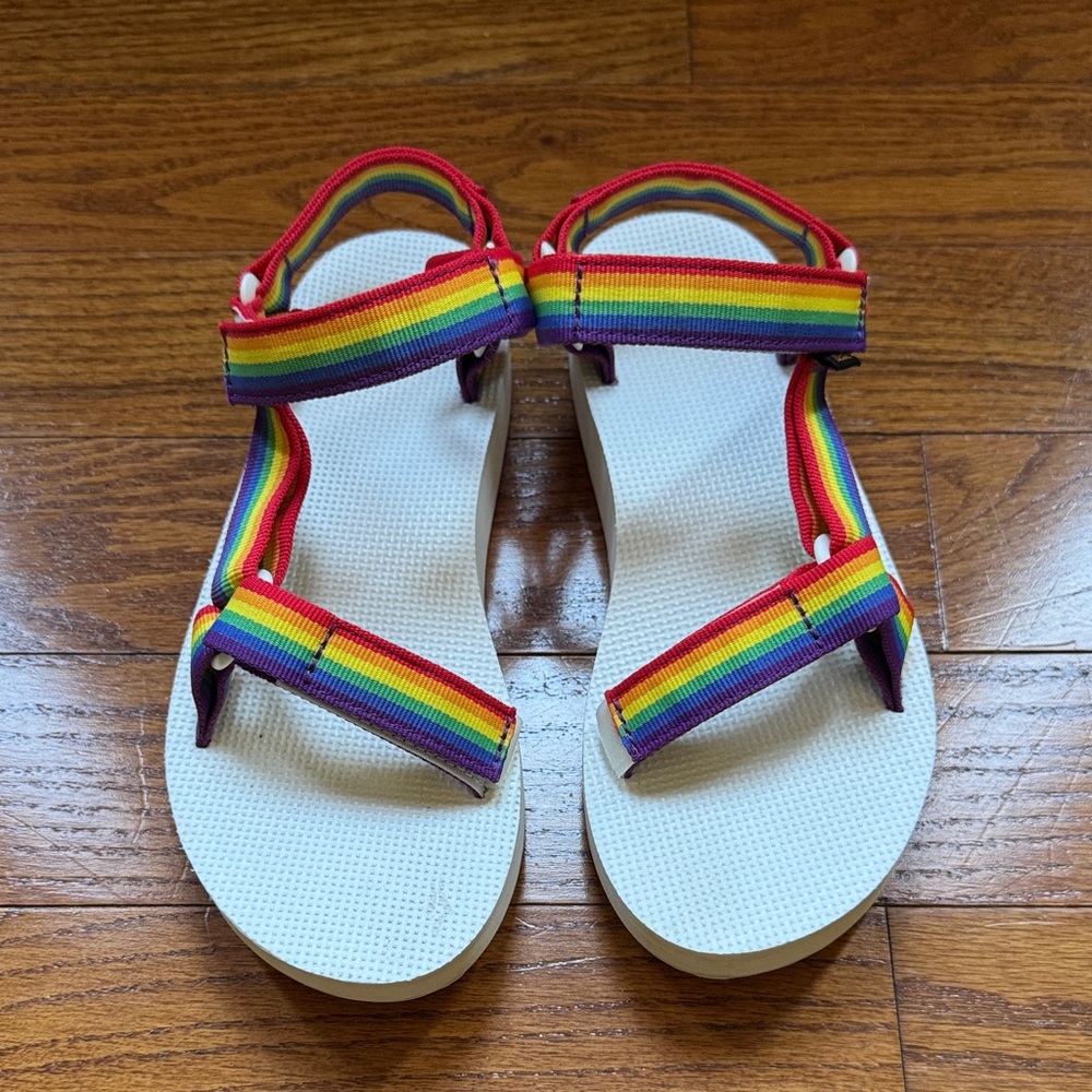 TEVA Rainbow Strap White platform Sandals ZISE 8